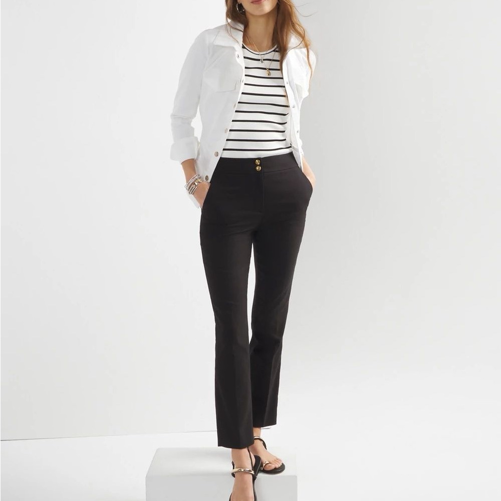 WHBM Jolie Straight Woven Pant, Size 6L